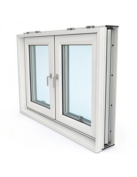  VENTANA DE ALUMINIO LACADO BLANCO BRILLO CON 2 HOJAS ABATIBLES 120x120