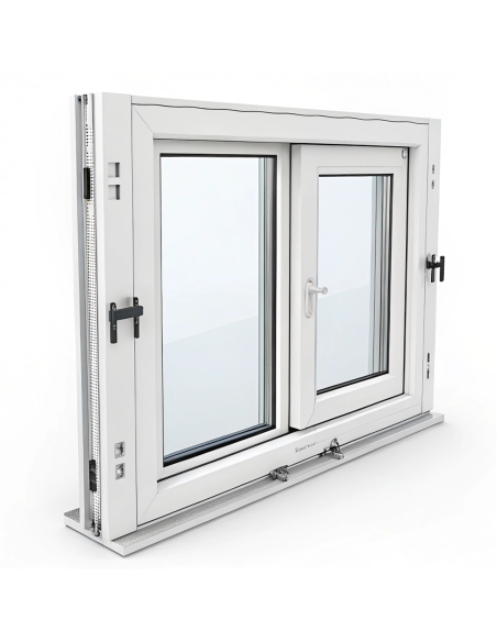  VENTANA DE ALUMINIO LACADO BLANCO BRILLO 2 HOJAS CORREDERA 120x120